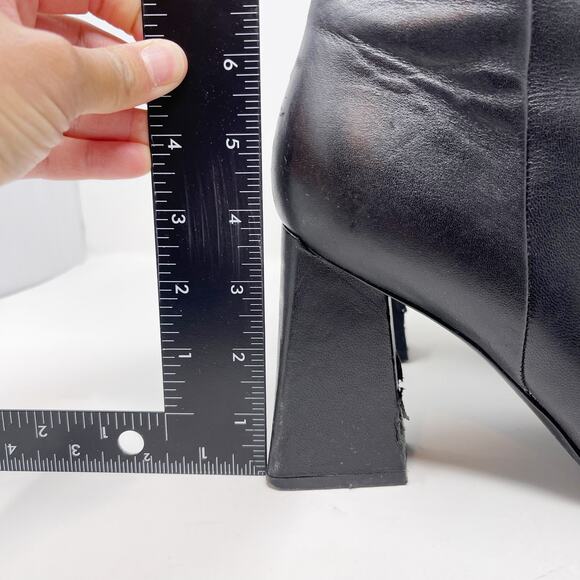 Marc Fisher Womens 9.5 Black Leather Kulika Booties Pointed Toe Wrap Block Heel - Picture 14 of 15